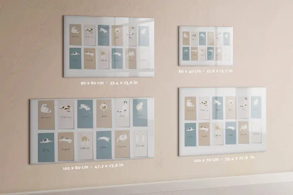 Tableau blanc magnétique avec calendrier motif chat effaçable à sec