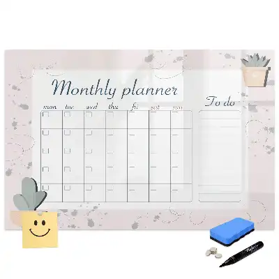 Tableau blanc magnétique effaçable à sec avec calendrier mensuel