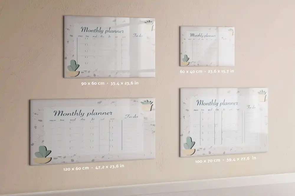 Tableau blanc magnétique effaçable à sec avec calendrier mensuel