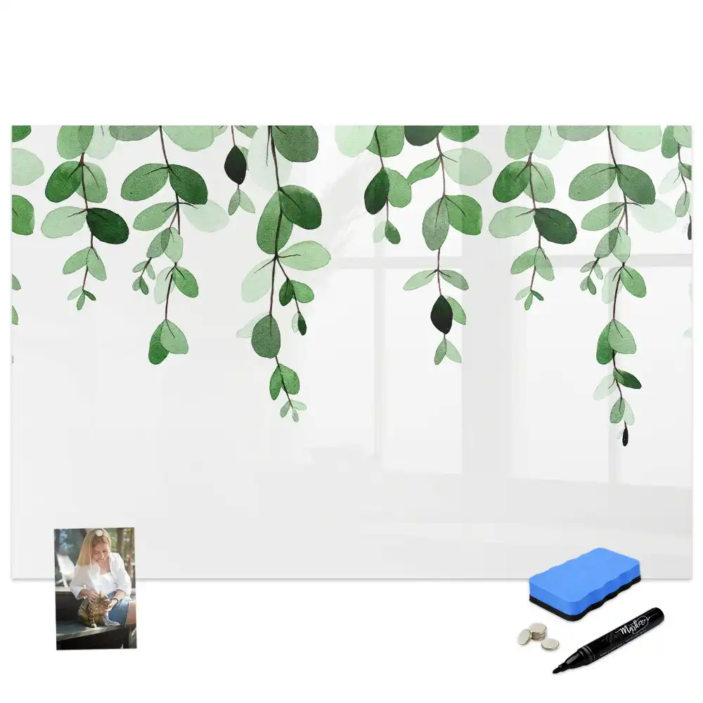 Tableau magnétique motif feuilles vertes