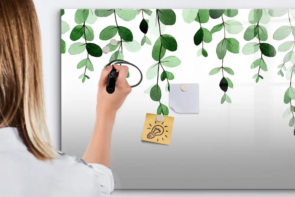 Tableau magnétique motif feuilles vertes