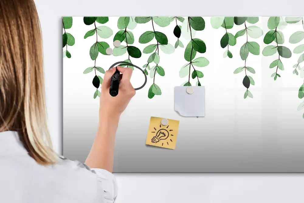 Tableau magnétique motif feuilles vertes
