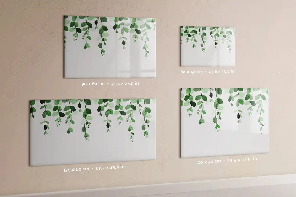 Tableau magnétique motif feuilles vertes