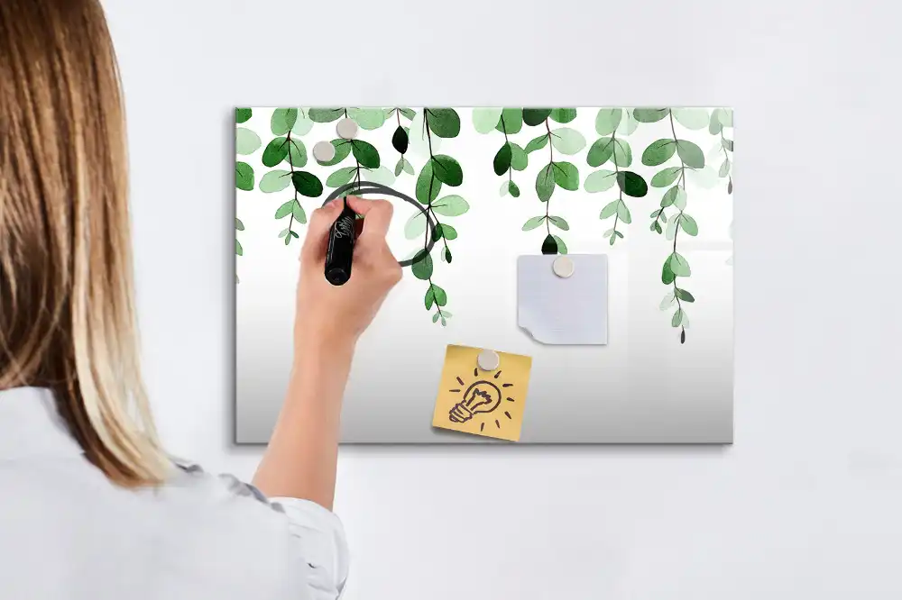 Tableau magnétique motif feuilles vertes