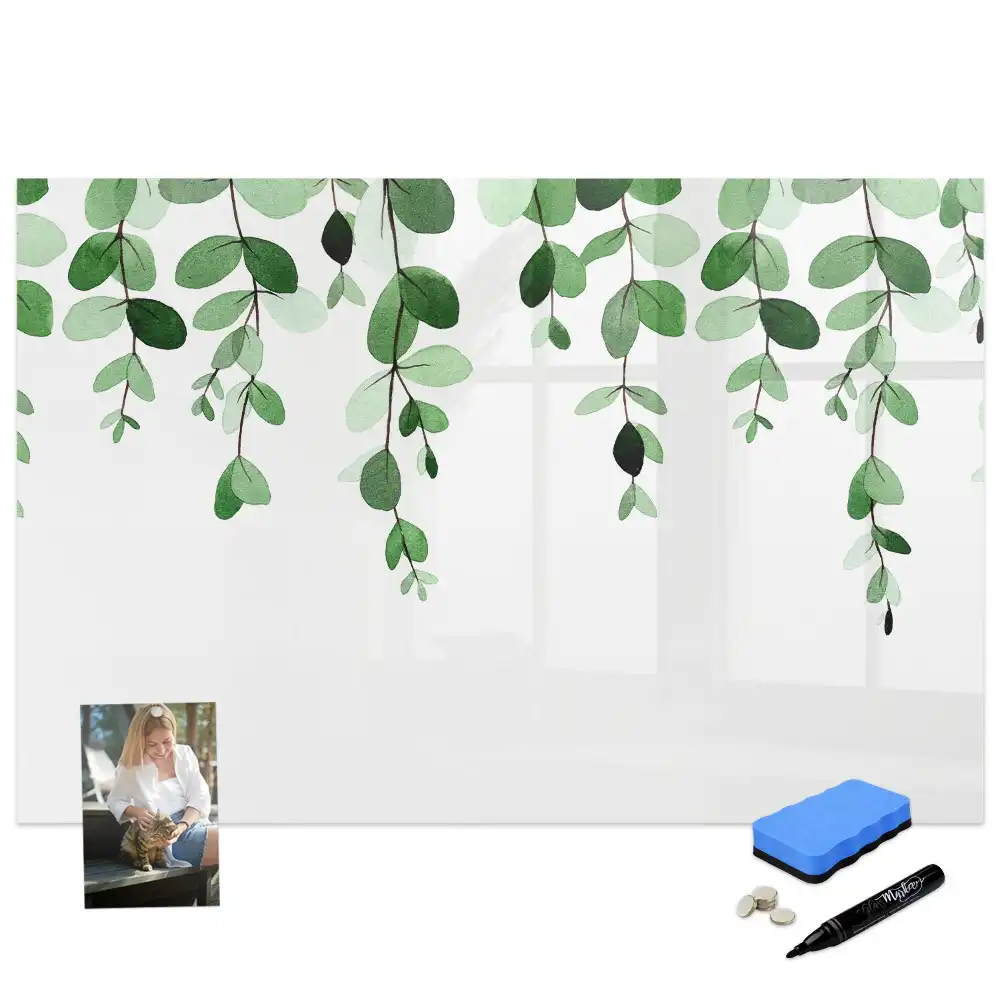 Tableau magnétique motif feuilles vertes