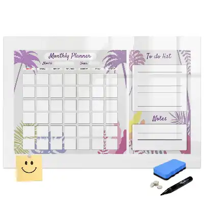 Calendrier mensuel magnétique effaçable à sec pour tableau blanc