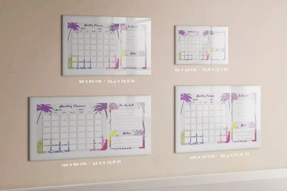 Calendrier mensuel magnétique effaçable à sec pour tableau blanc