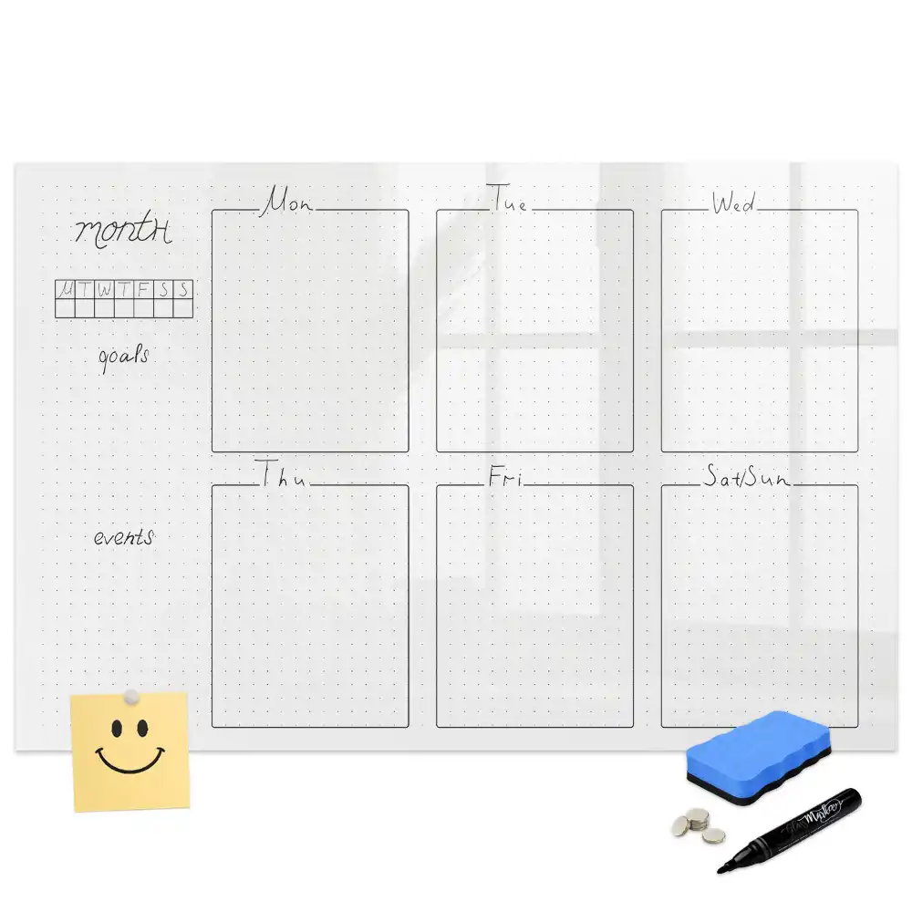 Tableau planning magnétique hebdomadaire pour tâches à dessiner