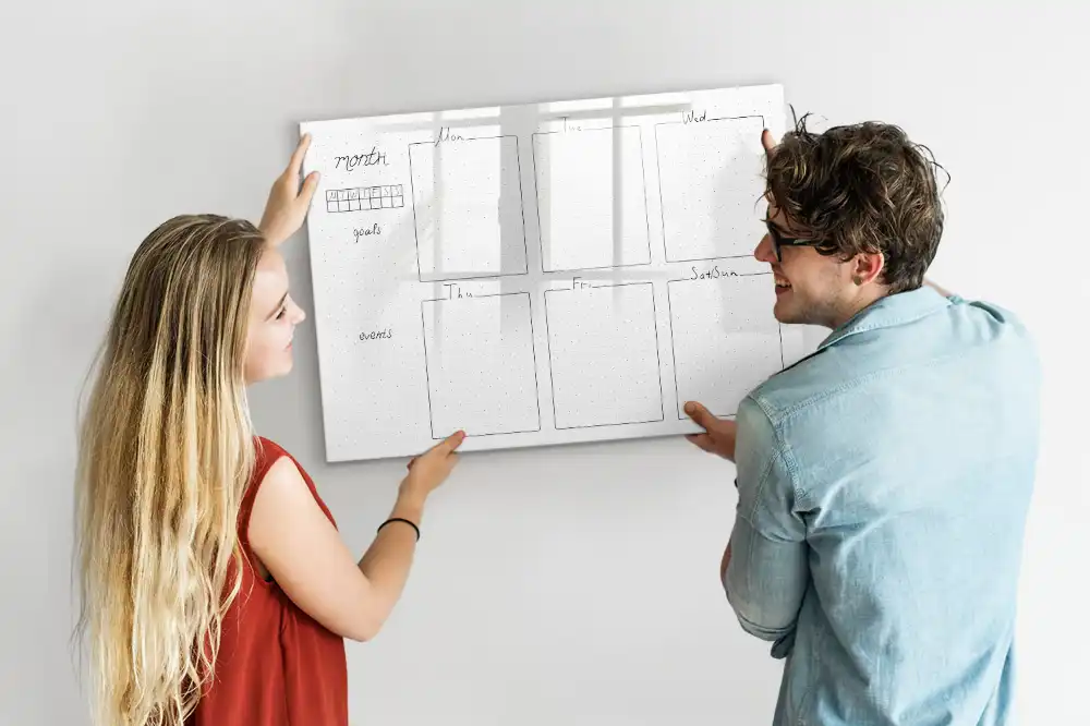 Tableau planning magnétique hebdomadaire pour tâches à dessiner