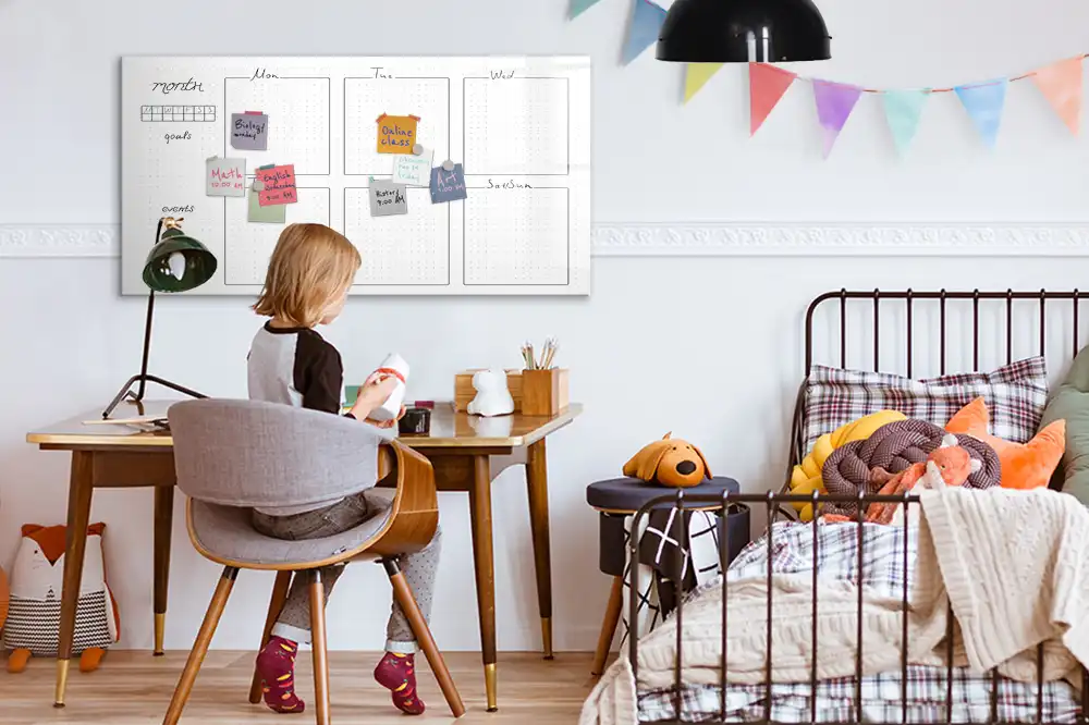 Tableau planning magnétique hebdomadaire pour tâches à dessiner