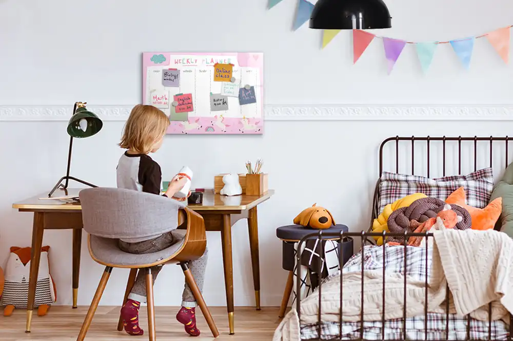 Tableau magnétique calendrier hebdomadaire pour enfants