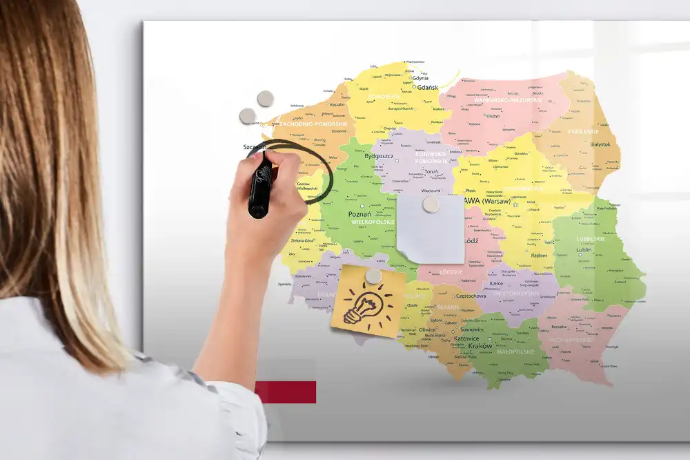 Tableau magnétique éducatif carte géographique de la Pologne