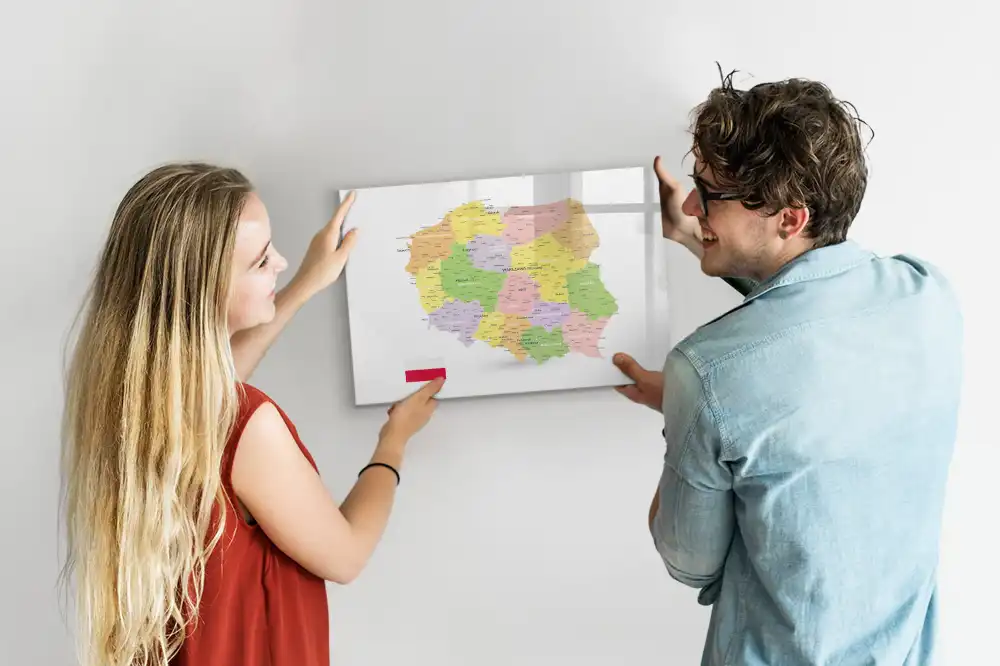 Tableau magnétique éducatif carte géographique de la Pologne