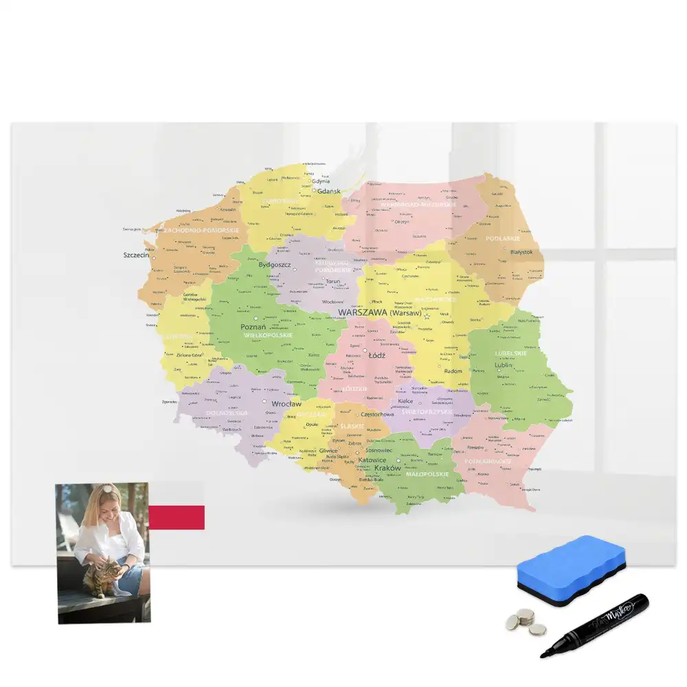 Tableau magnétique éducatif carte géographique de la Pologne