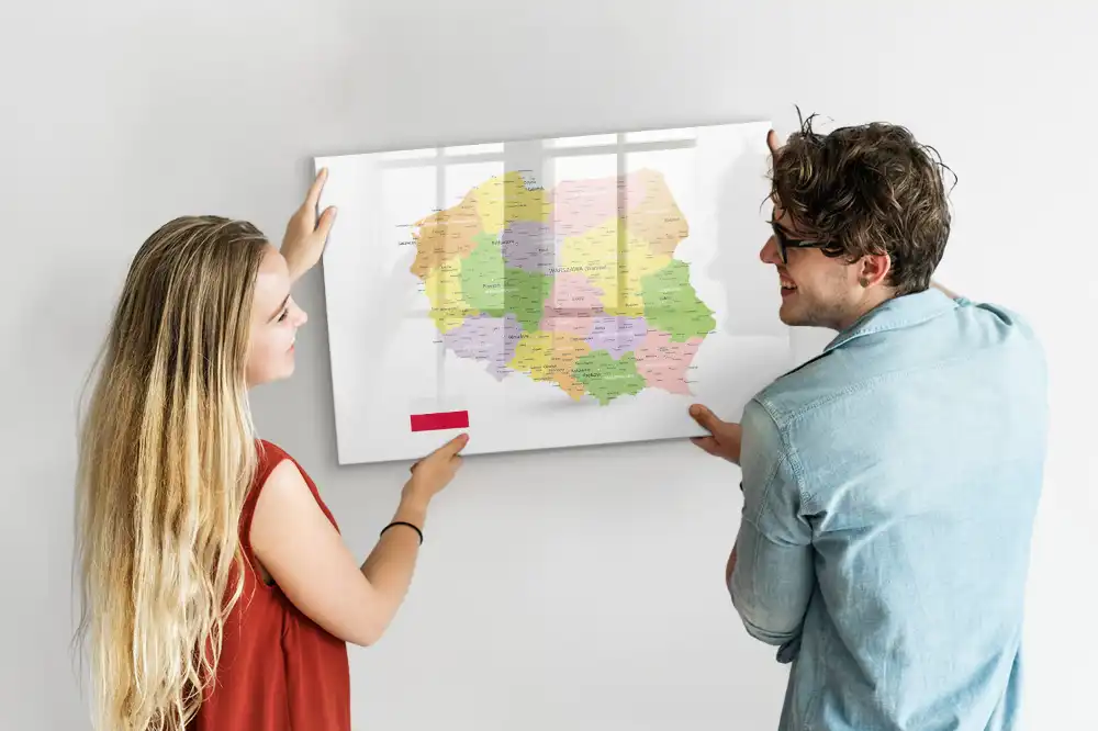 Tableau magnétique éducatif carte géographique de la Pologne