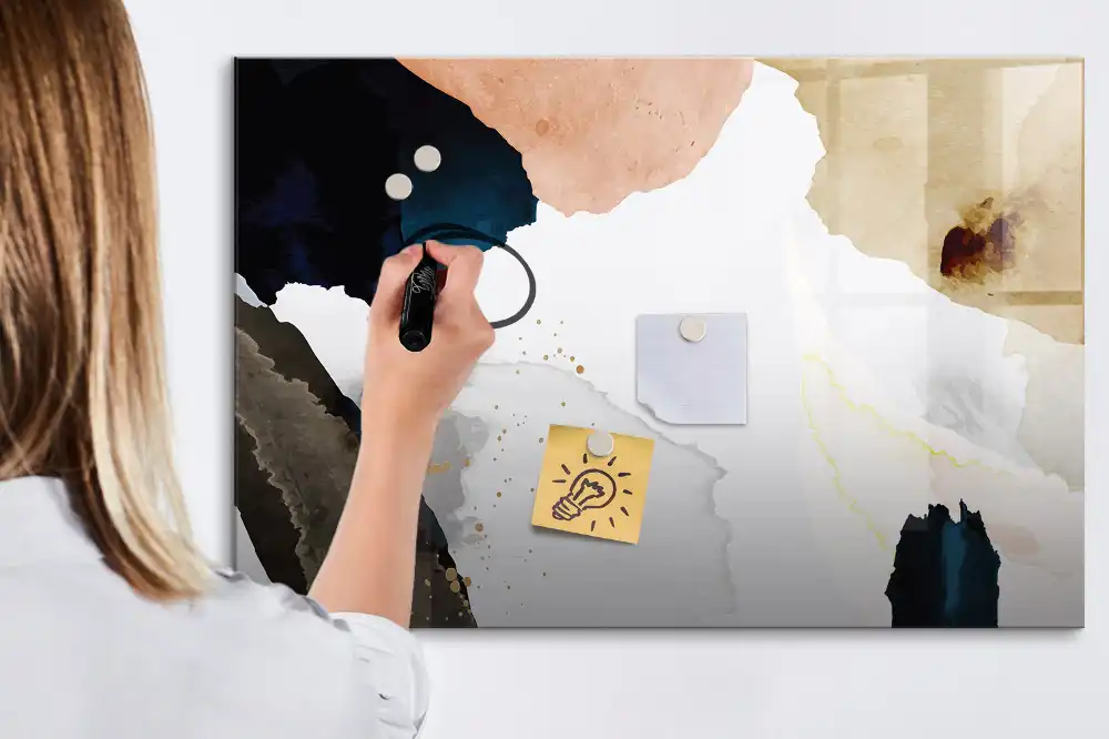 Tableau blanc magnétique effaçable à sec avec motif de taches artistiques