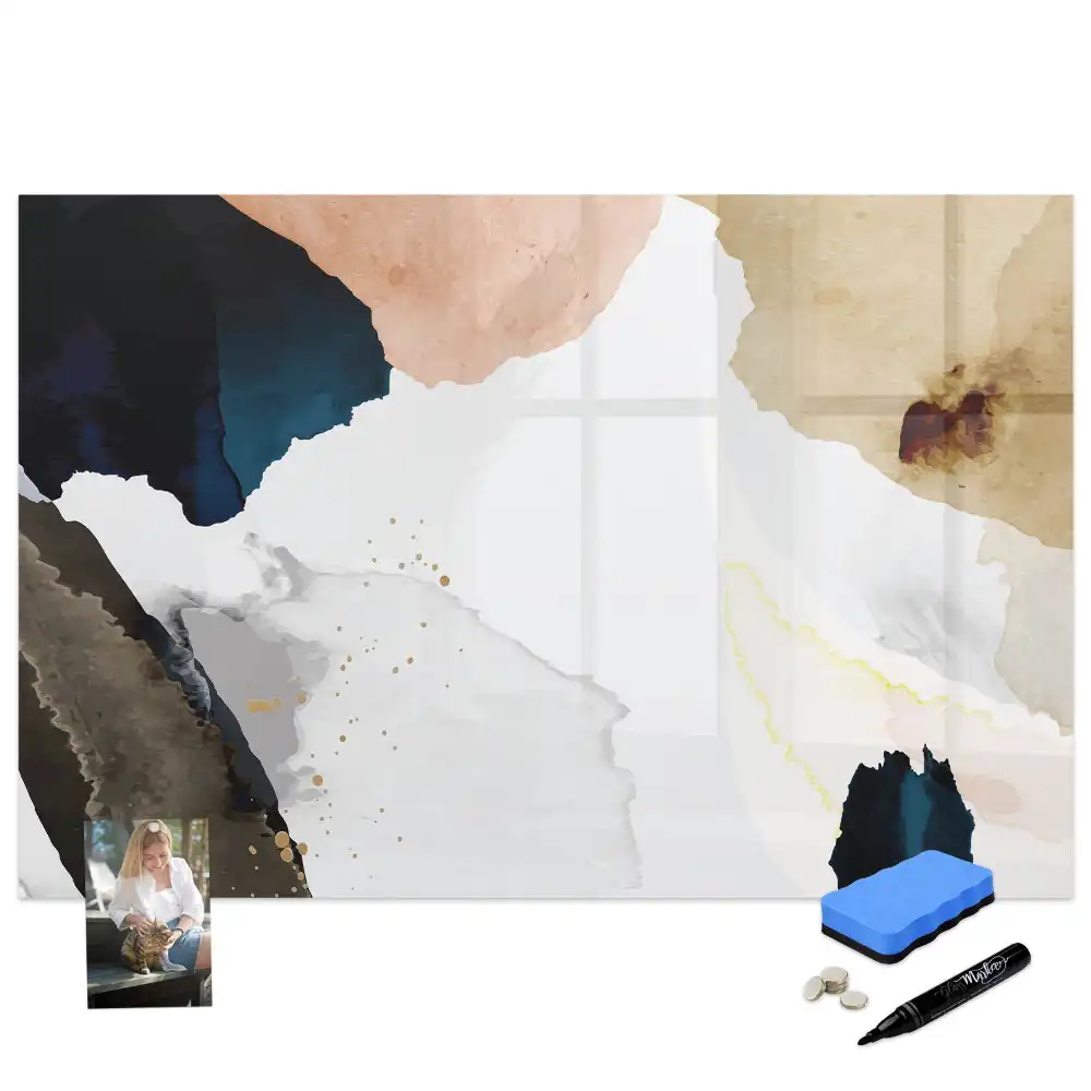 Tableau blanc magnétique effaçable à sec avec motif de taches artistiques