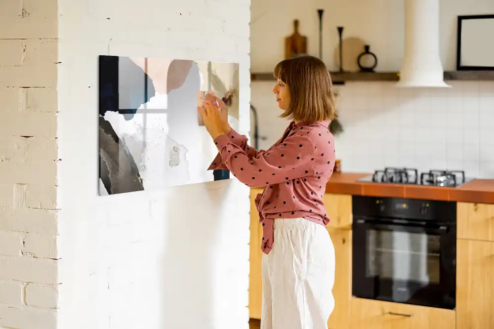 Tableau blanc magnétique effaçable à sec avec motif de taches artistiques