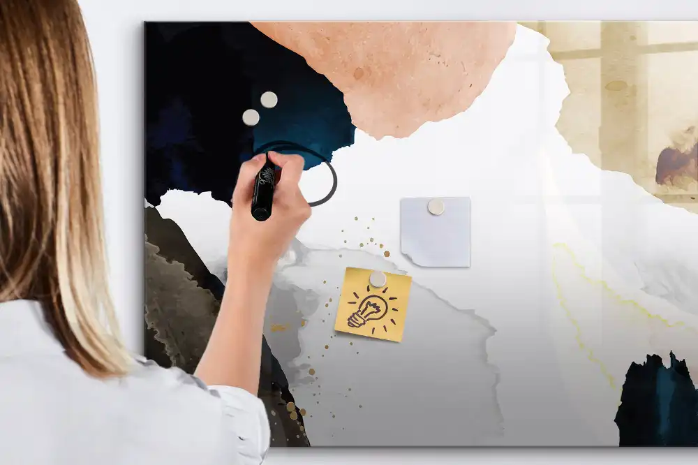 Tableau blanc magnétique effaçable à sec avec motif de taches artistiques