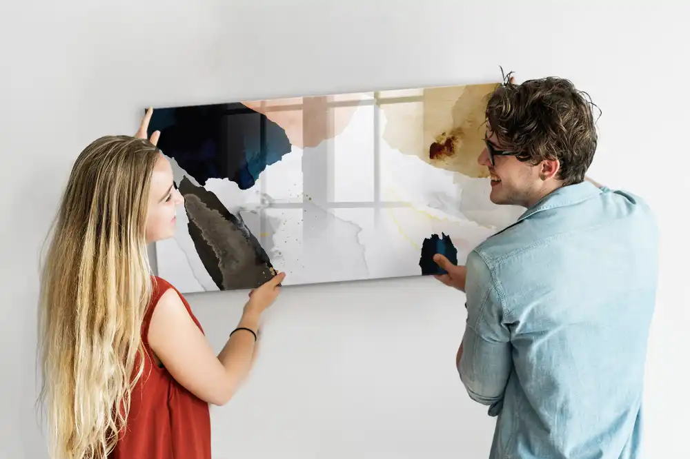 Tableau blanc magnétique effaçable à sec avec motif de taches artistiques