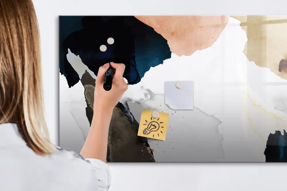 Tableau blanc magnétique effaçable à sec avec motif de taches artistiques