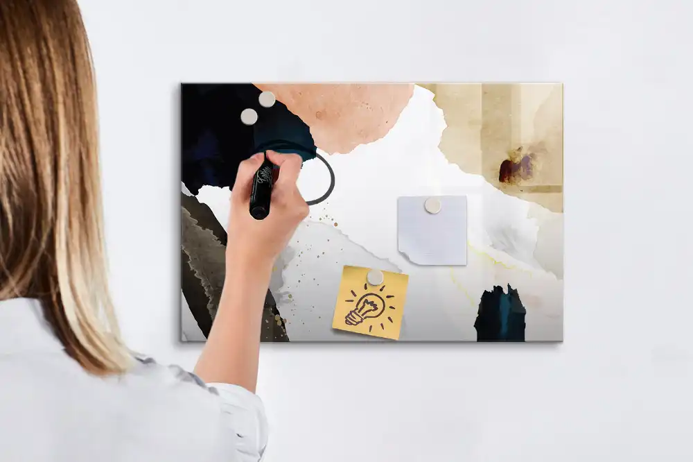 Tableau blanc magnétique effaçable à sec avec motif de taches artistiques
