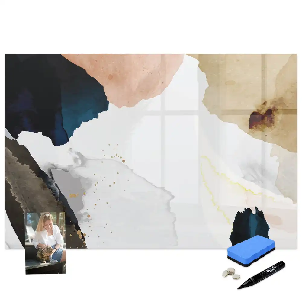 Tableau blanc magnétique effaçable à sec avec motif de taches artistiques