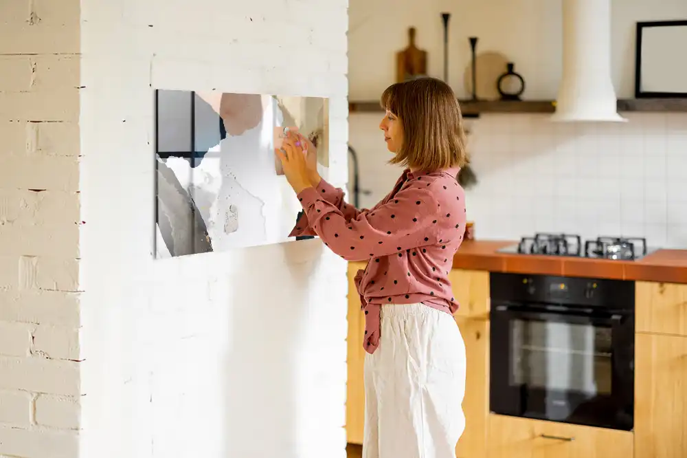 Tableau blanc magnétique effaçable à sec avec motif de taches artistiques