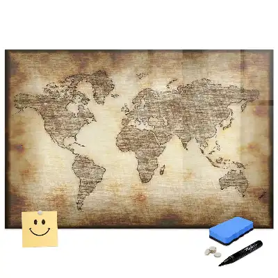 Tableau magnétique pour écriture avec fond de carte du vieux monde
