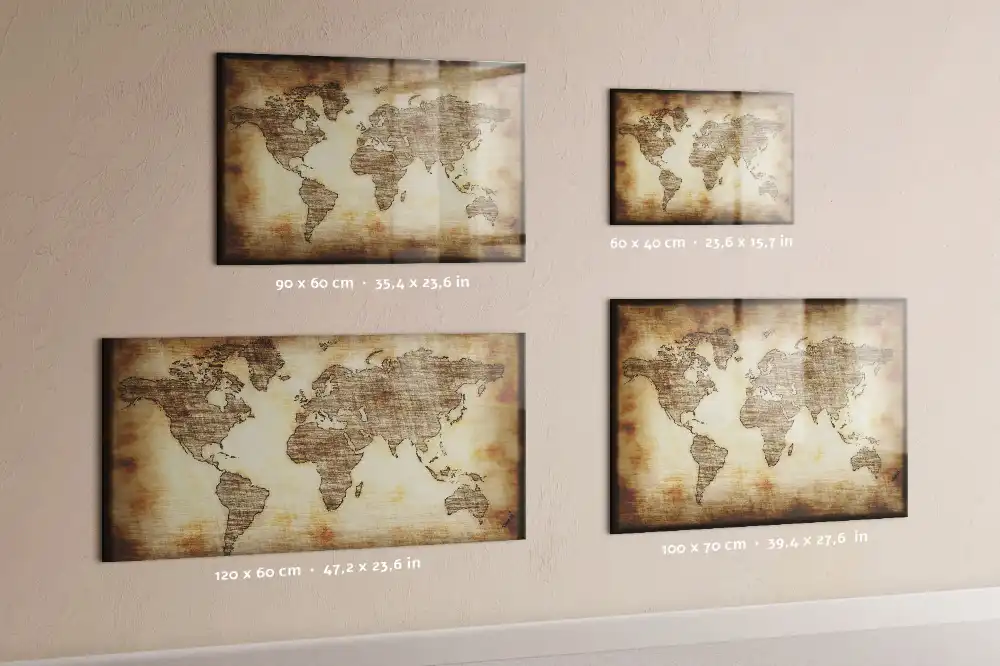 Tableau magnétique pour écriture avec fond de carte du vieux monde