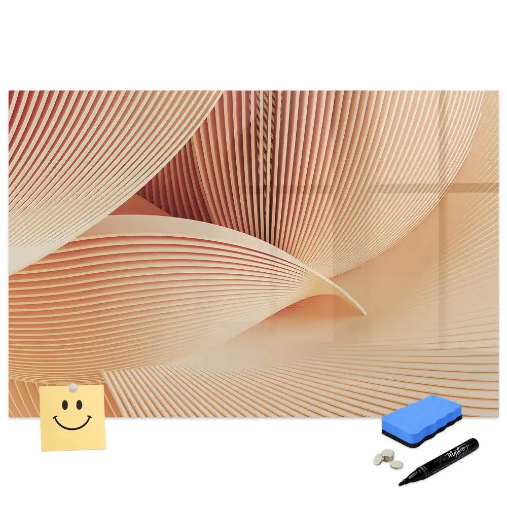 Tableau blanc magnétique effaçable à sec avec motif abstrait ondulé