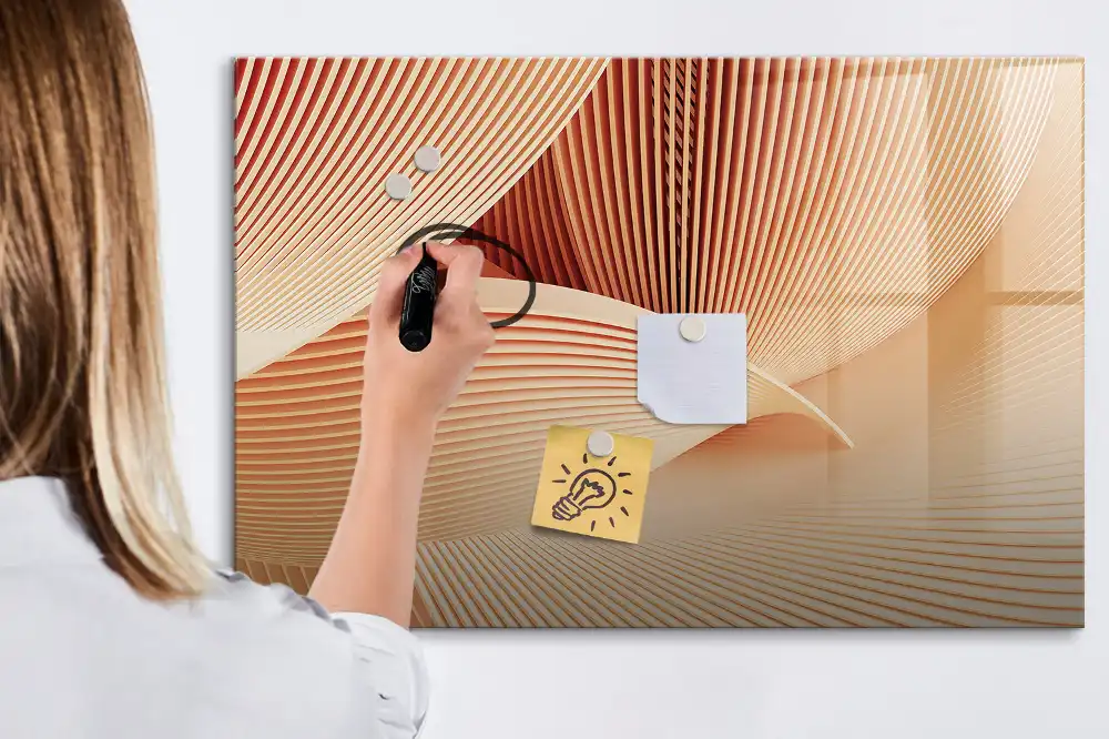 Tableau blanc magnétique effaçable à sec avec motif abstrait ondulé
