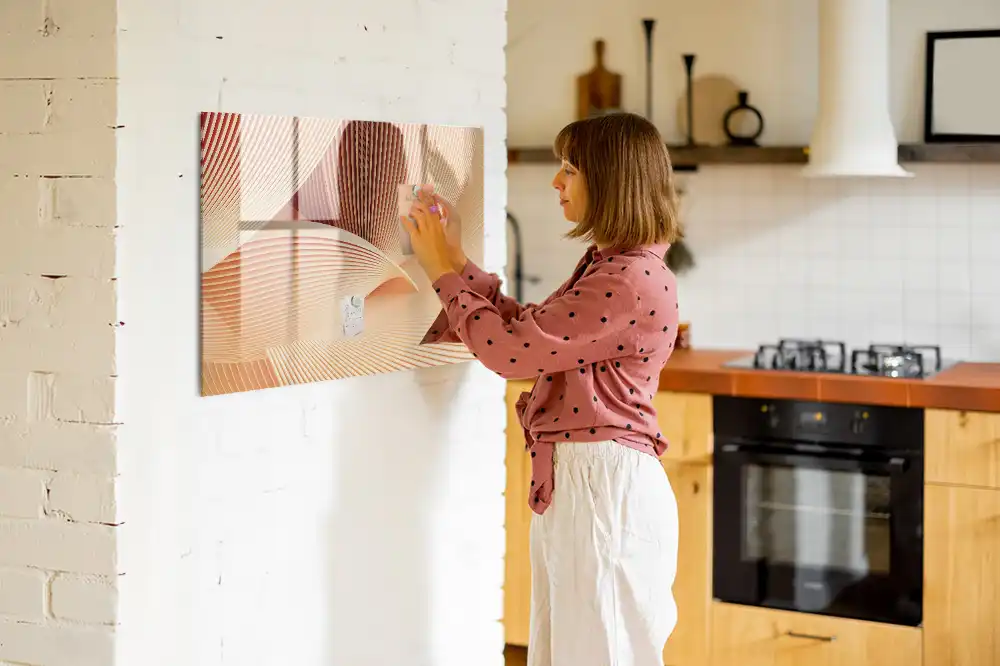 Tableau blanc magnétique effaçable à sec avec motif abstrait ondulé