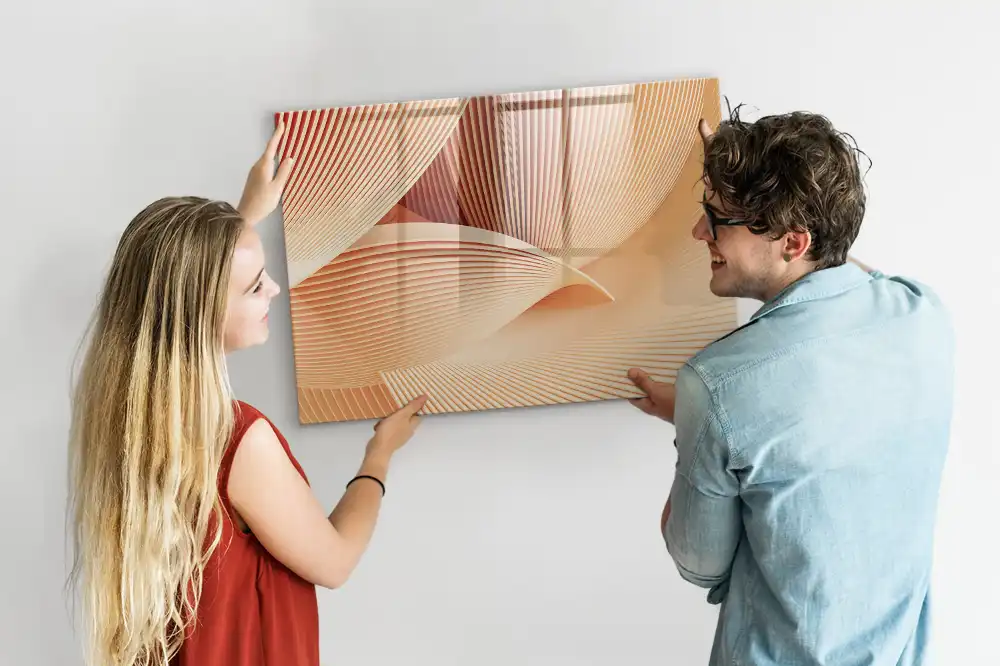 Tableau blanc magnétique effaçable à sec avec motif abstrait ondulé