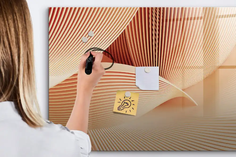 Tableau blanc magnétique effaçable à sec avec motif abstrait ondulé