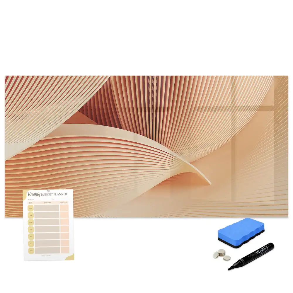 Tableau blanc magnétique effaçable à sec avec motif abstrait ondulé