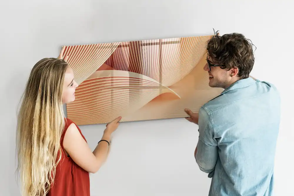 Tableau blanc magnétique effaçable à sec avec motif abstrait ondulé