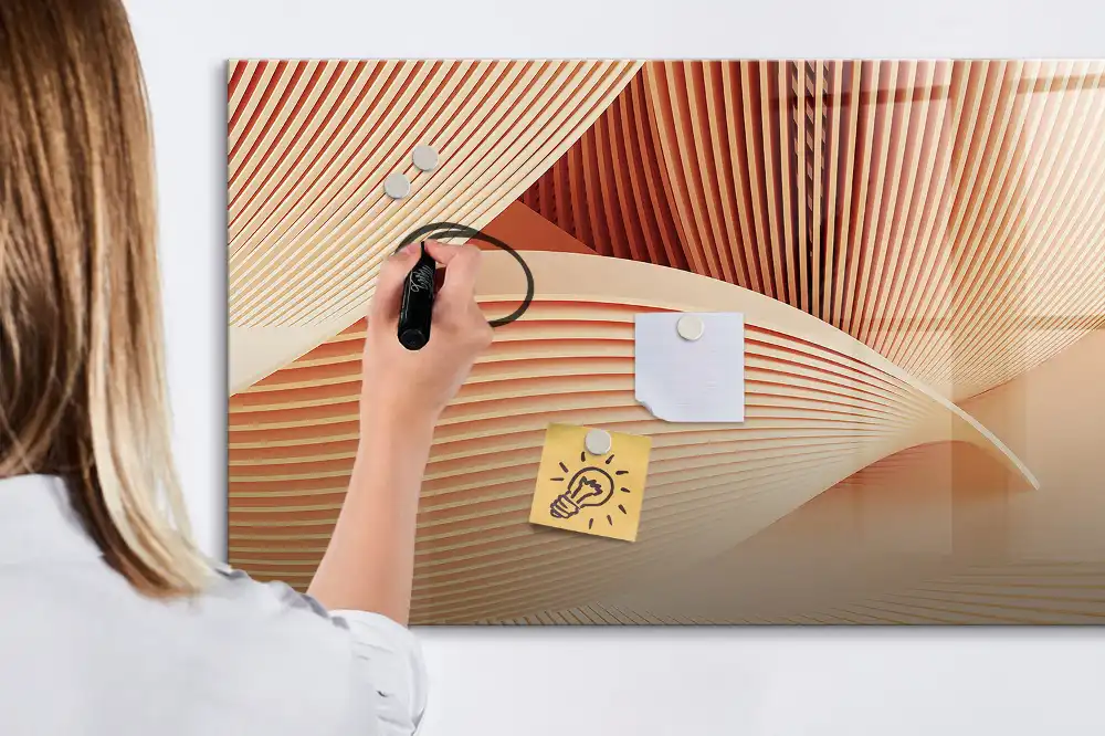 Tableau blanc magnétique effaçable à sec avec motif abstrait ondulé