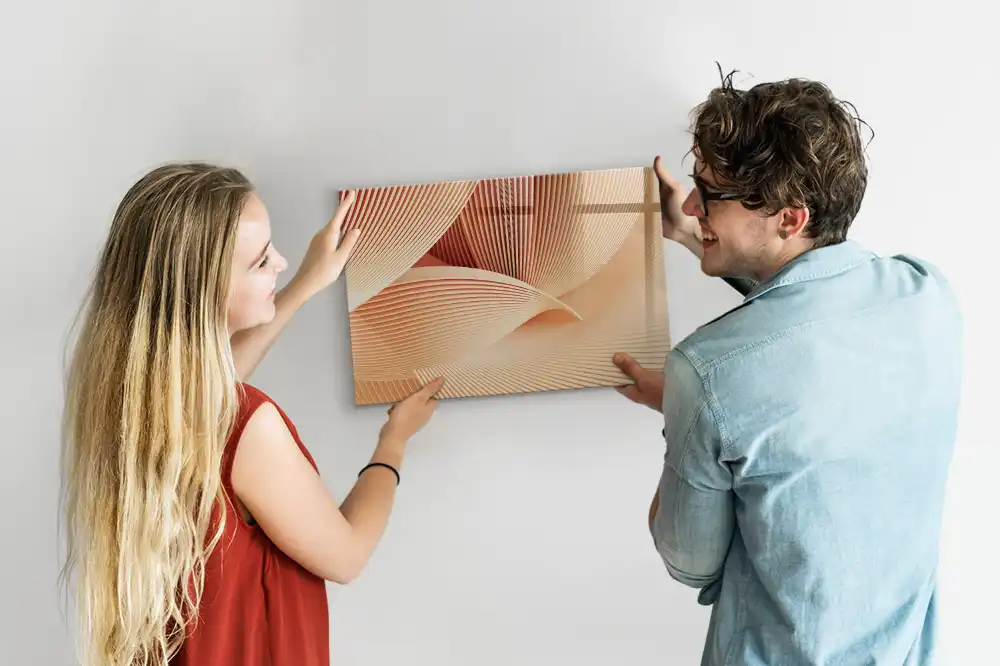 Tableau blanc magnétique effaçable à sec avec motif abstrait ondulé