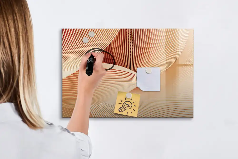 Tableau blanc magnétique effaçable à sec avec motif abstrait ondulé