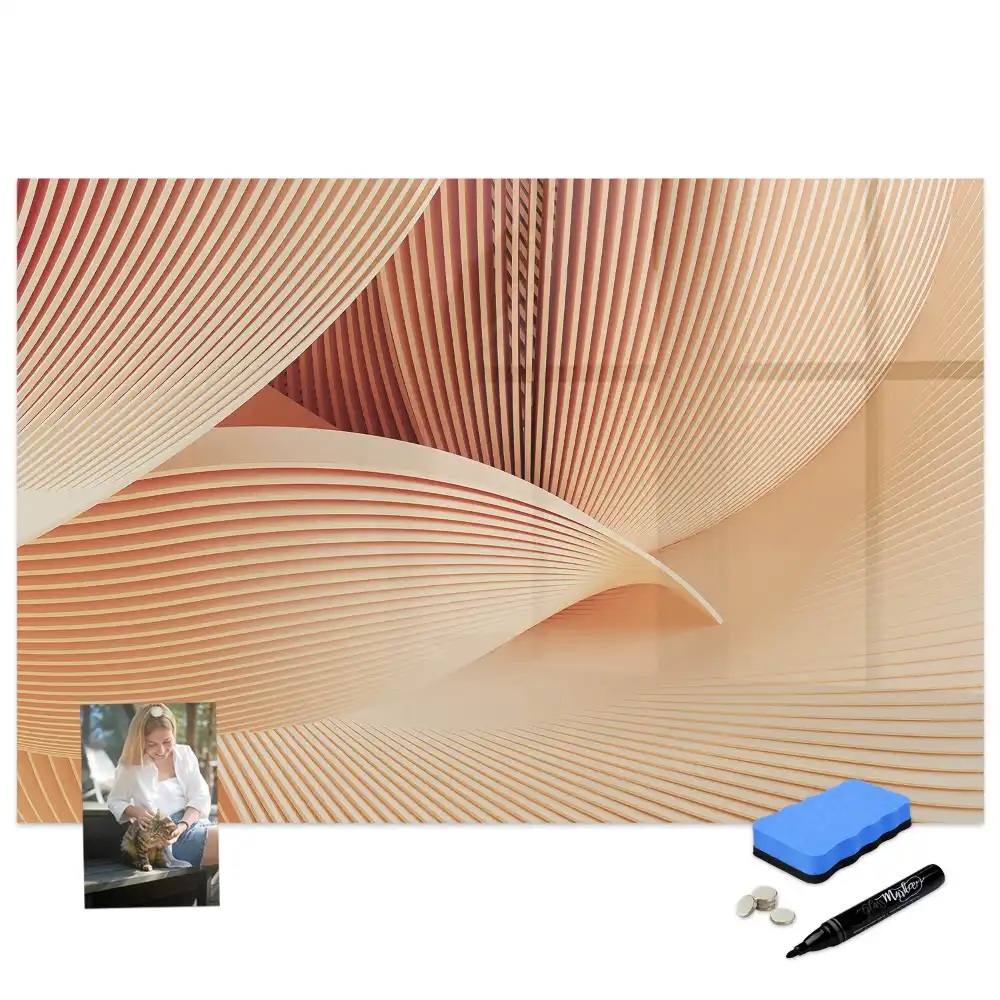 Tableau blanc magnétique effaçable à sec avec motif abstrait ondulé