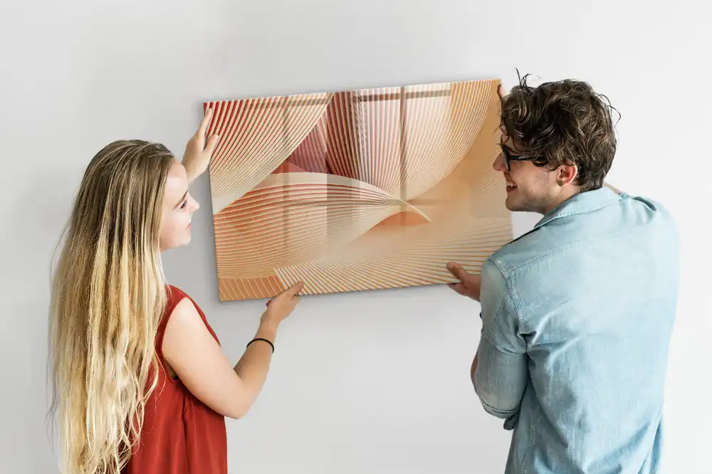 Tableau blanc magnétique effaçable à sec avec motif abstrait ondulé