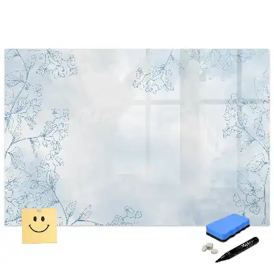 Tableau blanc magnétique effaçable à sec avec motif de plante dessinée au trait