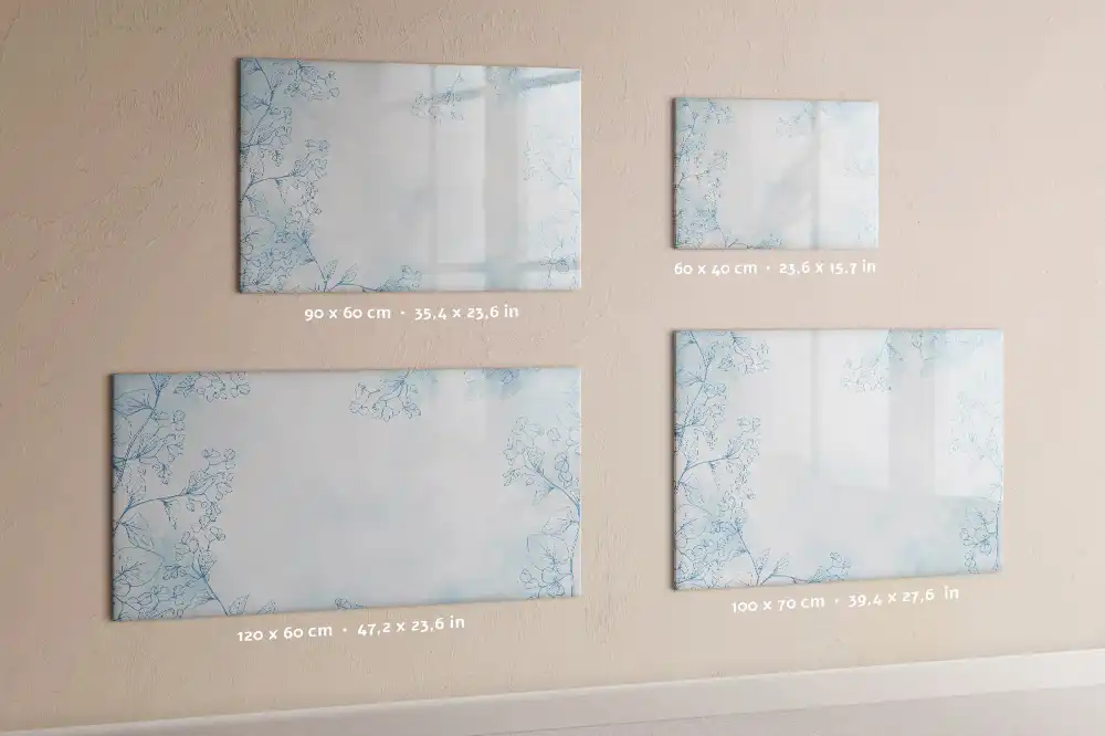 Tableau blanc magnétique effaçable à sec avec motif de plante dessinée au trait