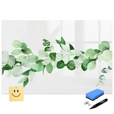 Tableau blanc magnétique effaçable à sec motif branche de plante verte