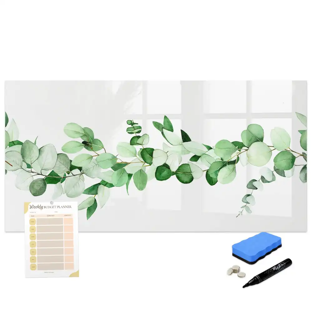 Tableau blanc magnétique effaçable à sec motif branche de plante verte