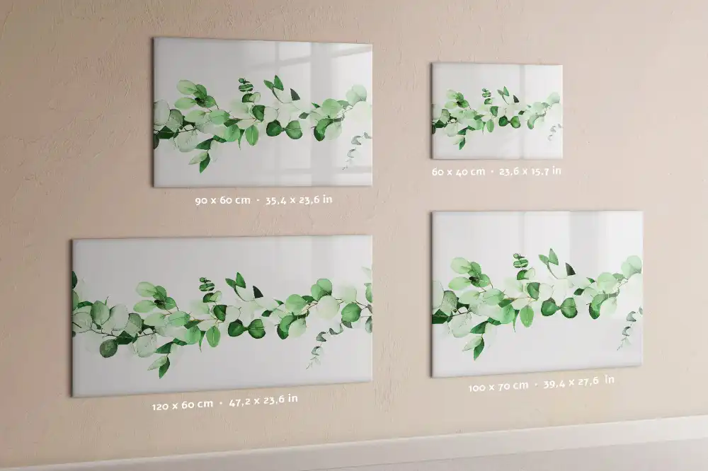 Tableau blanc magnétique effaçable à sec motif branche de plante verte