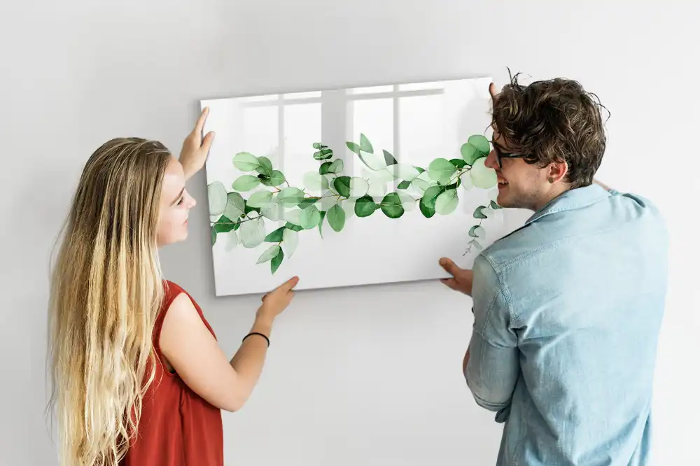 Tableau blanc magnétique effaçable à sec motif branche de plante verte