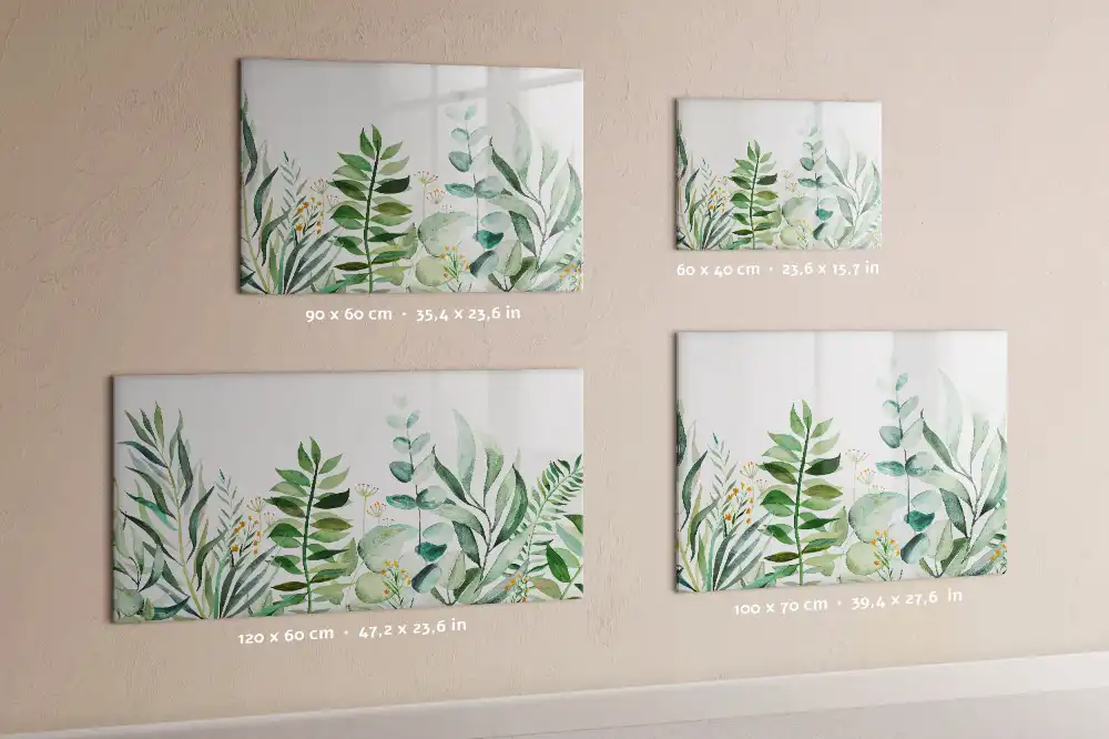 Tableau blanc magnétique effaçable à sec motif brindilles et feuilles aquarelle
