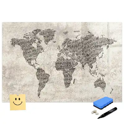 Tableau magnétique à dessiner avec carte des continents et impression journal